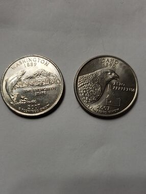 2007 Washington & Idaho State Quarters - Silver Tone Coins
